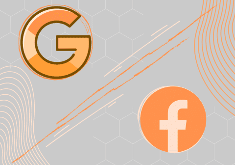 graphic with google and facebook logos