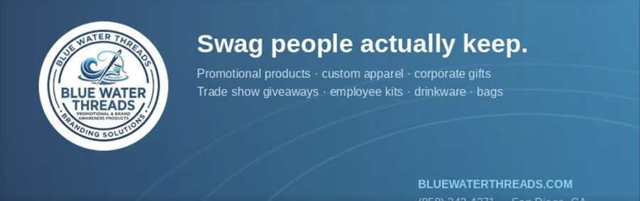 Custom Facebook cover art designed for Blue Water Threads